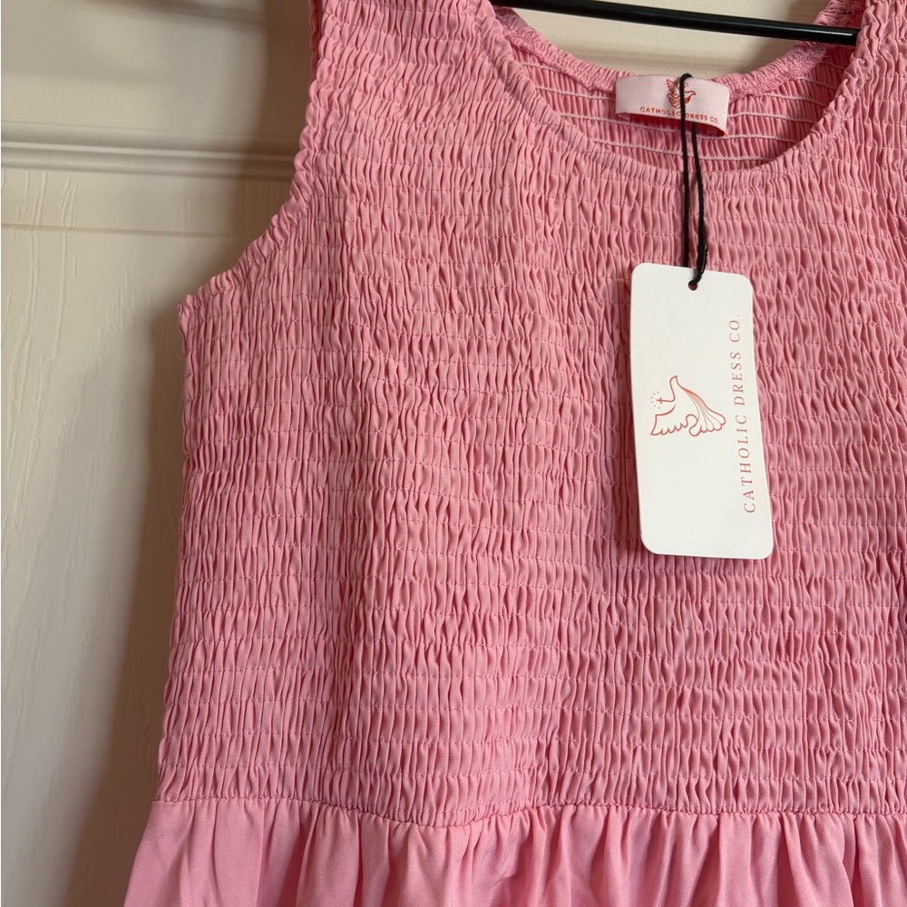 Pink Ruffled Tiered Halter Sundress - Picture 4 of 4